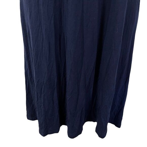 Nina Leonard Womens Embroidered Navy Blue Jersey Knit Short Sleeve Dress sz L - Picture 7 of 16